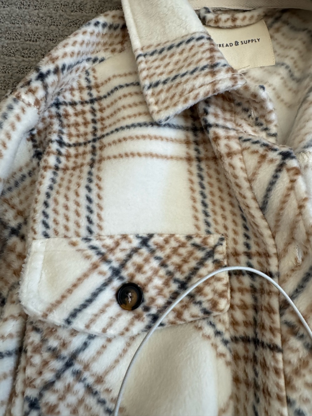 Thread & Supply Cream Plaid Shacket - Picture 6 of 6